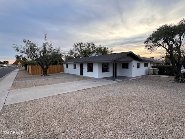 single story home with a patio