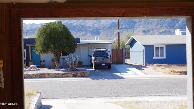 view of front facade with a mountain view