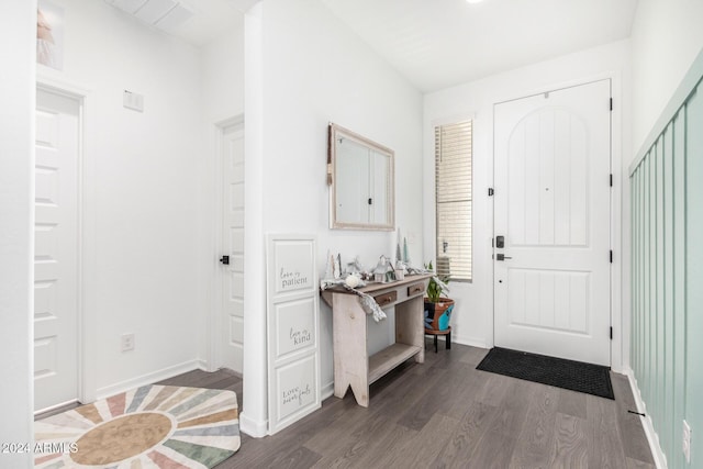 entrance foyer with dark hardwood / wood-style floors