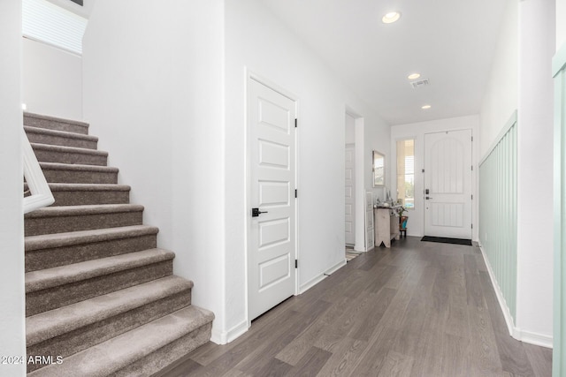 foyer with hardwood / wood-style floors