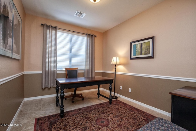 home office featuring tile patterned floors