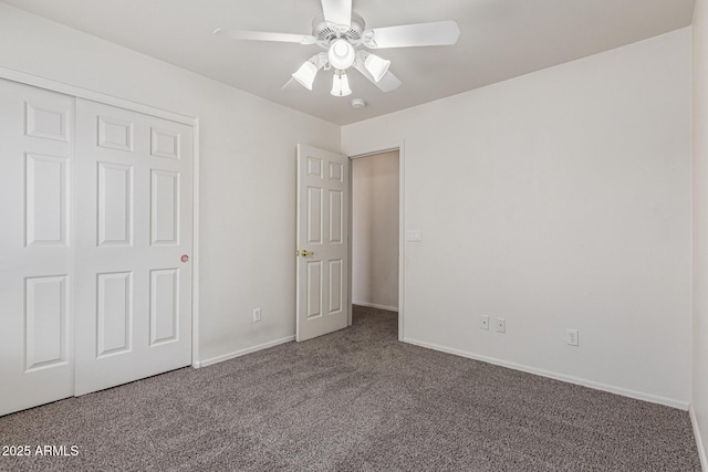 10318 E Plata Ave, Mesa, AZ 85212 - unfurnished bedroom with carpet flooring, a closet, and a ceiling fan