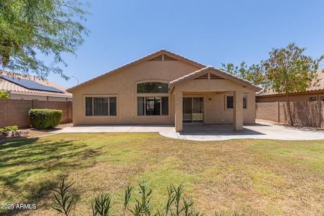 10318 E Plata Ave, Mesa, AZ 85212 - rear view of house with stucco siding, a patio, and a fenced backyard