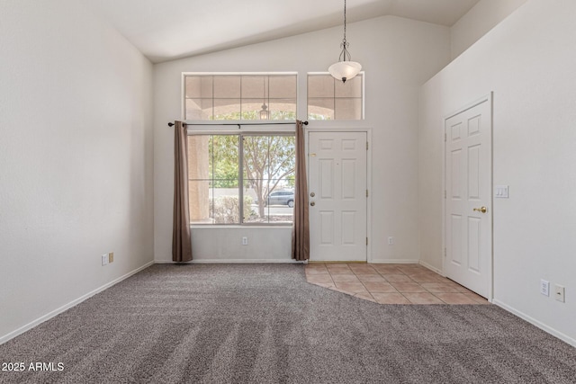 10318 E Plata Ave, Mesa, AZ 85212 - carpeted entryway featuring lofted ceiling and tile patterned floors