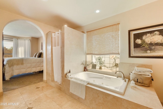 3538 E Squawbush Pl, Phoenix, AZ 85044 - ensuite bathroom with a whirlpool tub, walk in shower, and tile patterned floors