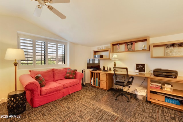 3538 E Squawbush Pl, Phoenix, AZ 85044 - office area featuring lofted ceiling and a ceiling fan