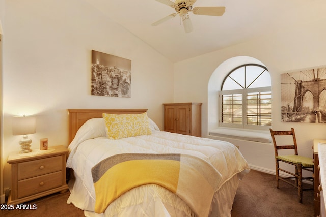 3538 E Squawbush Pl, Phoenix, AZ 85044 - carpeted bedroom with vaulted ceiling and ceiling fan