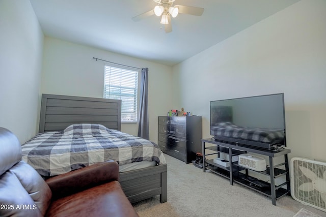 bedroom with carpet flooring and ceiling fan