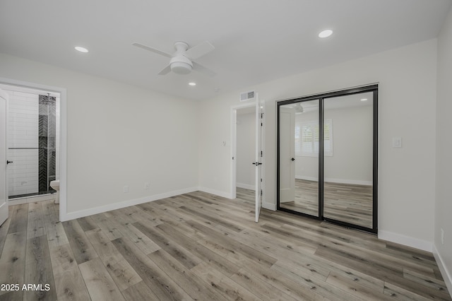 8955 W Monterey Way, Phoenix, AZ 85037 - empty room with a ceiling fan, recessed lighting, light wood finished floors, and baseboards