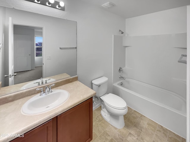 full bathroom with vanity, toilet, and shower / bathing tub combination