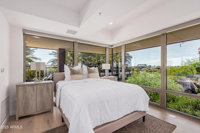 bedroom with light wood-style flooring