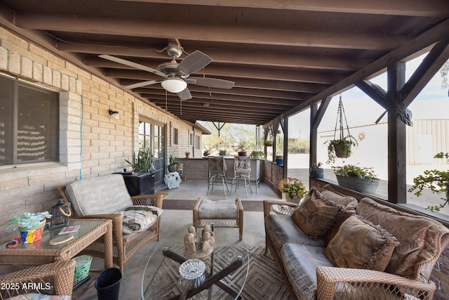 26415 S Recker Rd, Queen Creek, AZ 85142 - view of patio / terrace featuring outdoor dining space, an outdoor living space, and ceiling fan