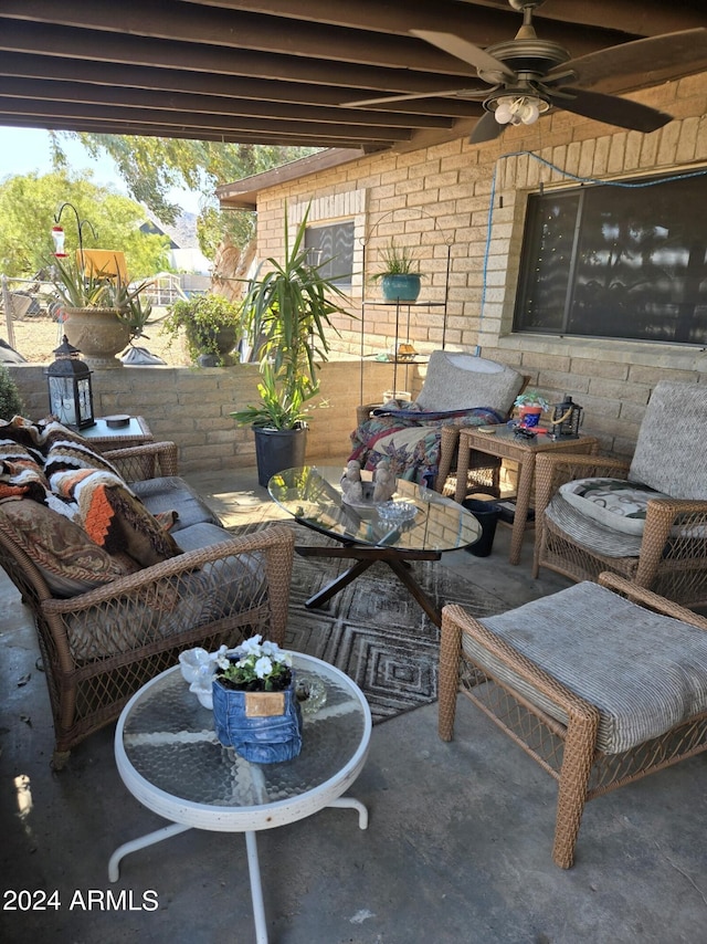 view of patio / terrace with outdoor lounge area and ceiling fan