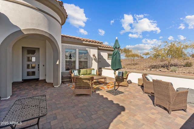 view of patio featuring an outdoor living space