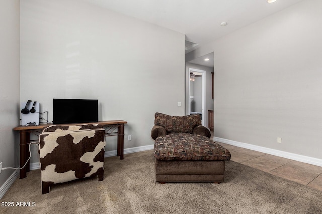 3824 E Parkside Ln, Phoenix, AZ 85050 - living area with baseboards, recessed lighting, carpet, and tile patterned floors