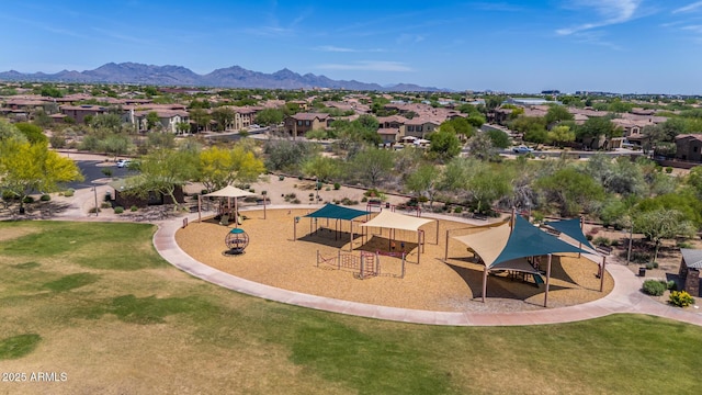 3824 E Parkside Ln, Phoenix, AZ 85050 - aerial perspective of suburban area with a recreational park and a mountainous background