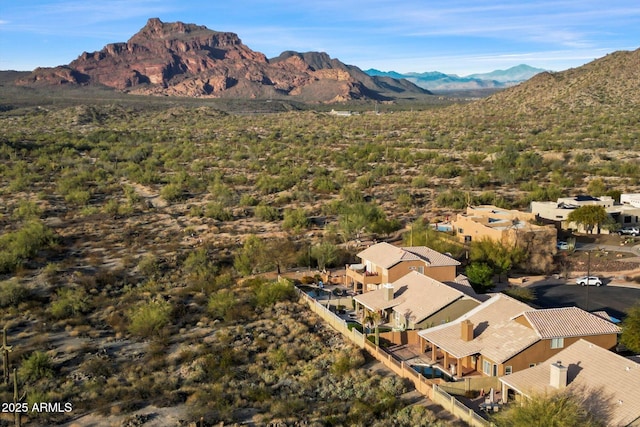 bird's eye view with a mountain view