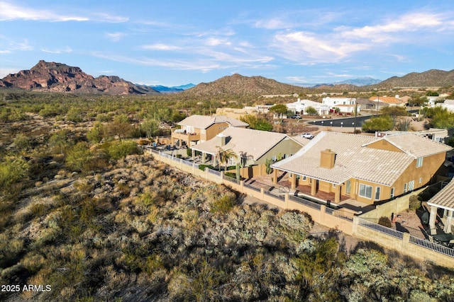 bird's eye view with a mountain view