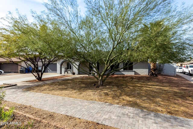 view of property hidden behind natural elements