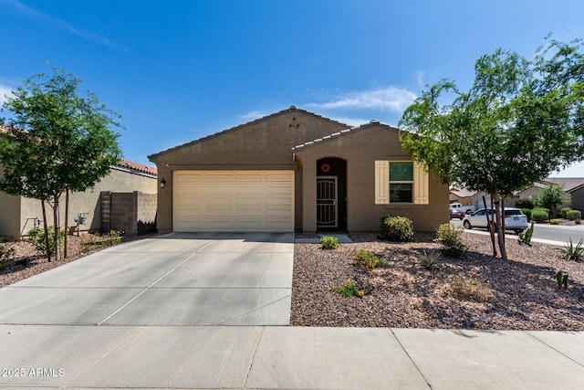 4269 W Coneflower Ln, San Tan Valley, AZ 85144 - ranch-style house with a tile roof, an attached garage, driveway, and stucco siding