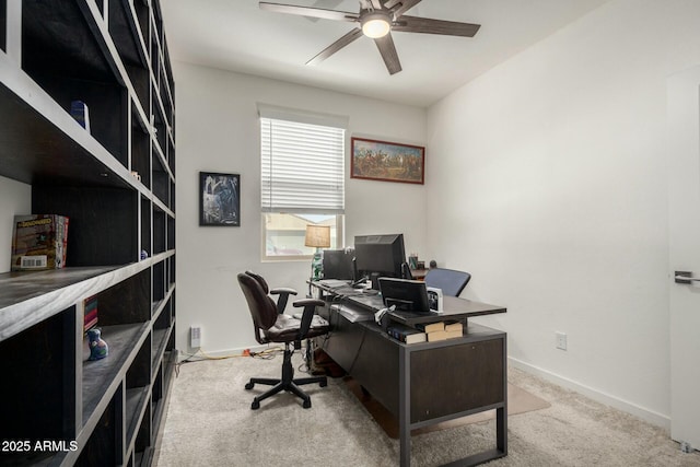 4269 W Coneflower Ln, San Tan Valley, AZ 85144 - office area with ceiling fan, baseboards, and carpet floors