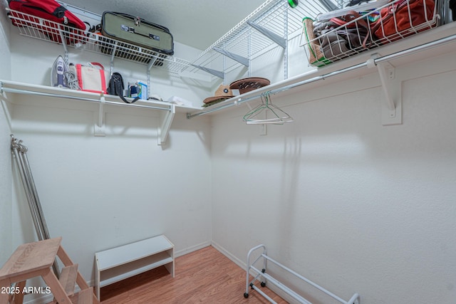 spacious closet with wood finished floors