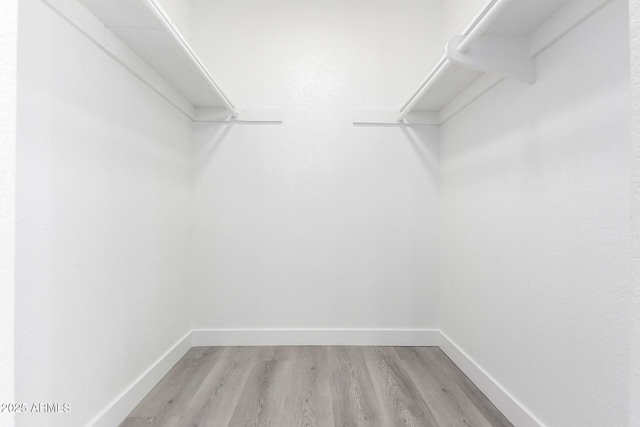 spacious closet featuring light wood-style flooring