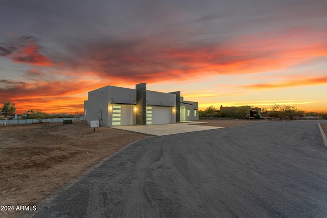 view of front of property featuring a garage