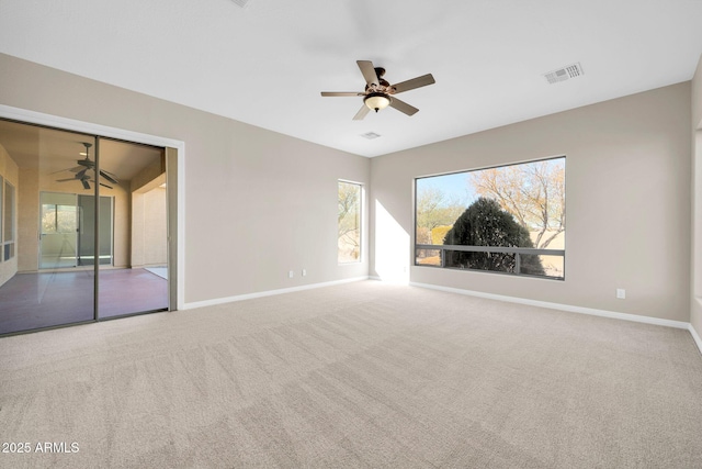 interior space featuring ceiling fan