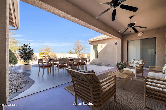 view of patio / terrace featuring an outdoor hangout area and ceiling fan