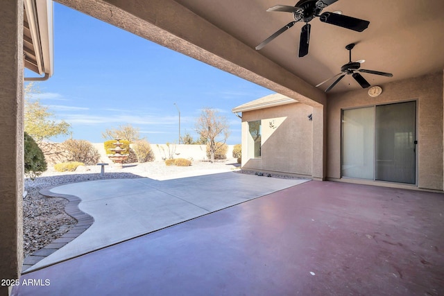 view of patio / terrace featuring ceiling fan