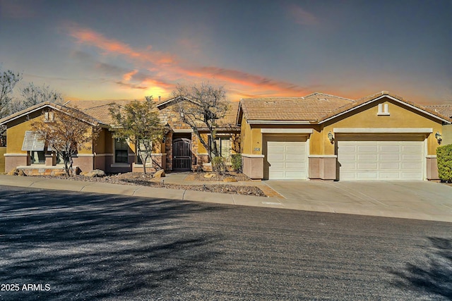 view of front of house with a garage