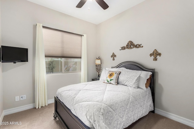 bedroom with carpet floors and ceiling fan