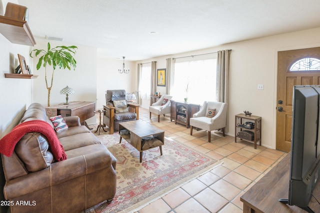 view of tiled living room