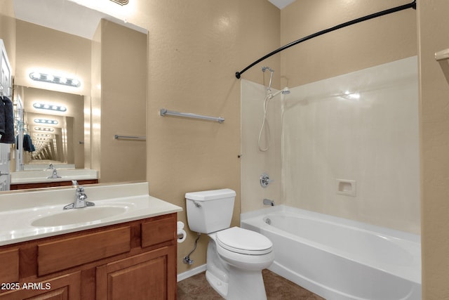 34944 N Mirandesa Dr, San Tan Valley, AZ 85143 - bathroom with toilet, bathing tub / shower combination, vanity, tile patterned floors, and baseboards