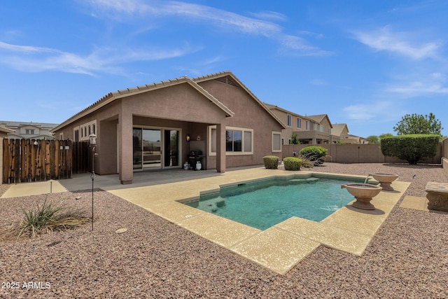 34944 N Mirandesa Dr, San Tan Valley, AZ 85143 - view of swimming pool featuring a patio, a fenced backyard, and grilling area