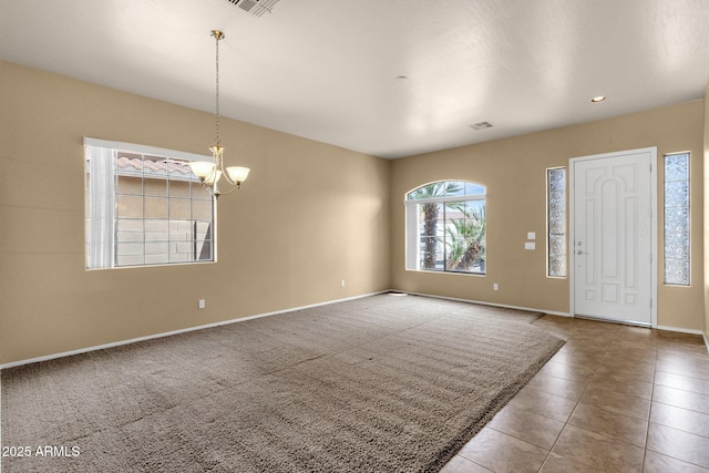 34944 N Mirandesa Dr, San Tan Valley, AZ 85143 - tiled entryway featuring a chandelier, baseboards, recessed lighting, and carpet floors