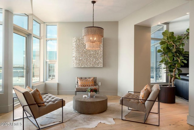 living area featuring light hardwood / wood-style floors