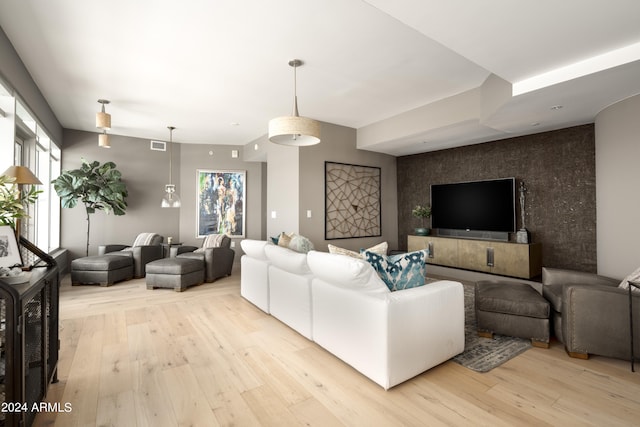 living room with light wood-type flooring