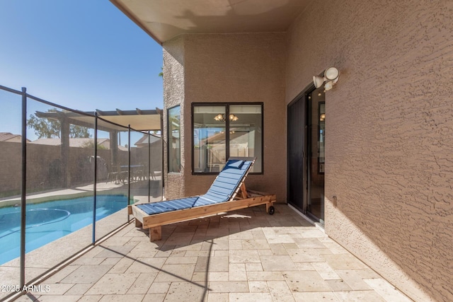 balcony with a patio area