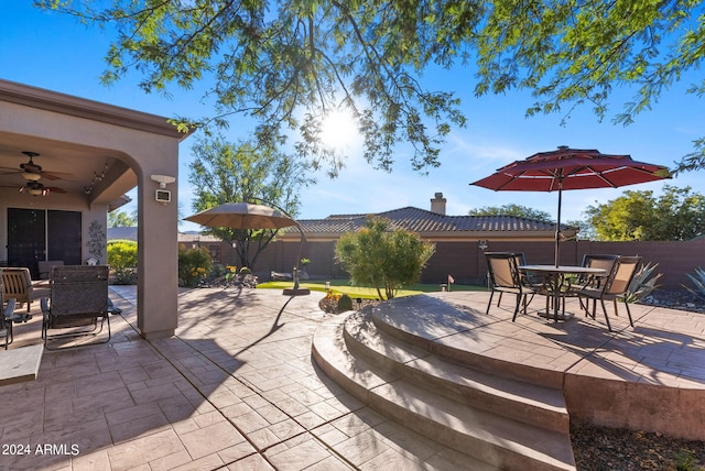 view of patio / terrace with ceiling fan