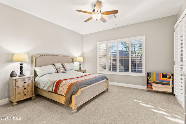 bedroom with carpet and ceiling fan