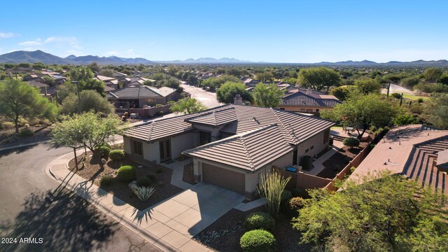 aerial view with a mountain view