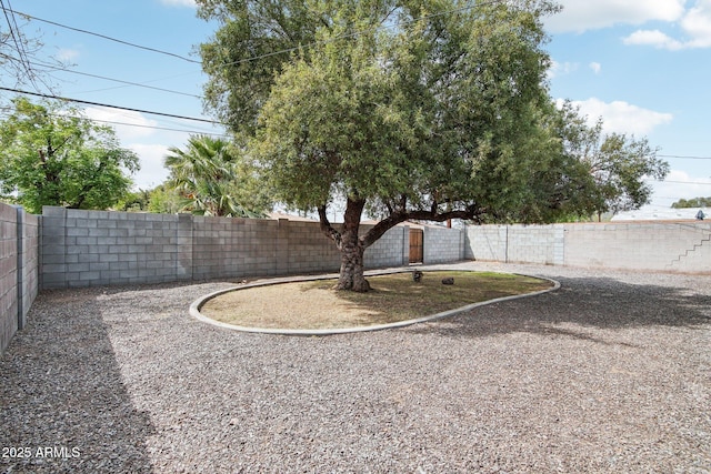 view of yard with a fenced backyard