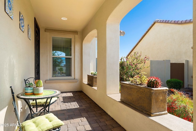 balcony with a patio