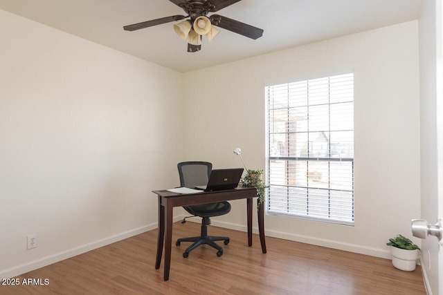 2925 E Dragoon Ave, Mesa, AZ 85204 - home office featuring wood finished floors, plenty of natural light, and ceiling fan