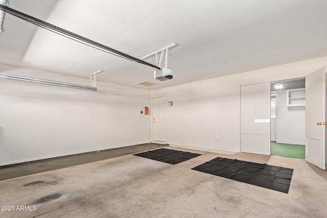 garage with a garage door opener