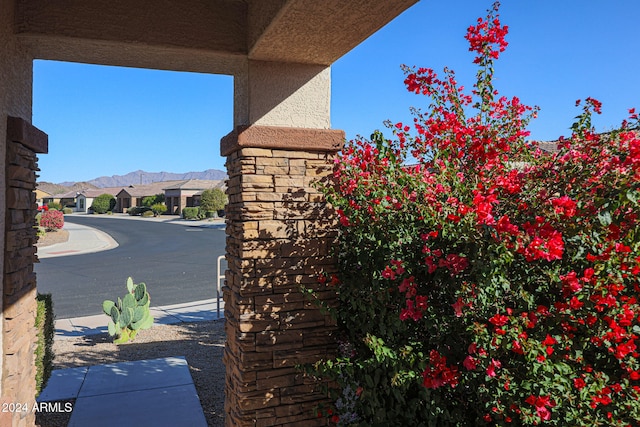 exterior space with a mountain view