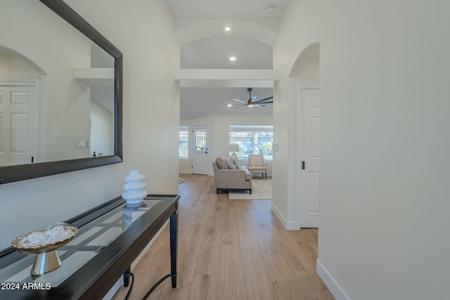 hall featuring light hardwood / wood-style flooring