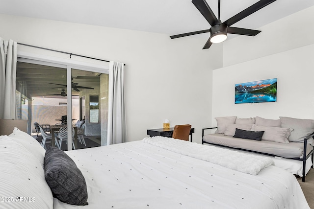 1320 E Scott Ave, Gilbert, AZ 85234 - carpeted bedroom with access to outside and ceiling fan